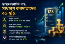 সংসদে অর্থবিল পাস: করমুক্ত আয়সীমা বেড়ে ৪ লাখ, ব্যাংক হিসাব ও নামজারিতে টিআইএন লাগবে না