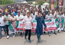 যশোরে যুবদলের বিশাল প্রতিবাদ মিছিল, রাজপথে থাকার ঘোষণা