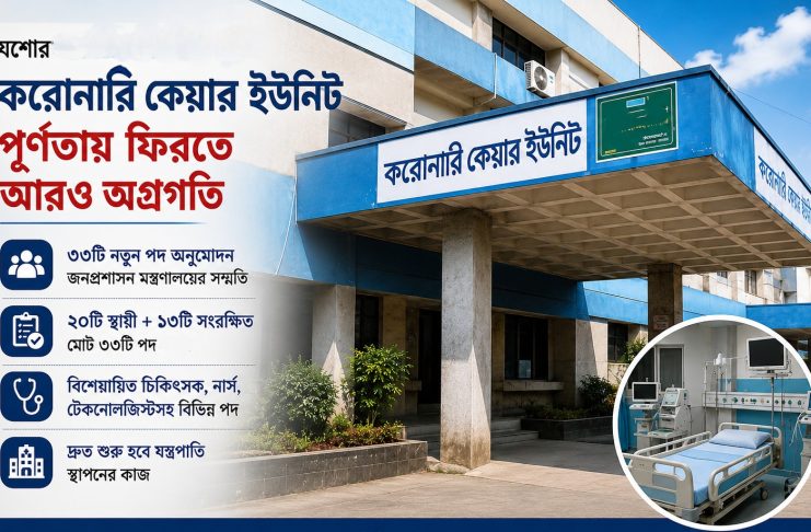 যশোর করোনারি কেয়ার ইউনিটে ৩৩ পদ অনুমোদন
