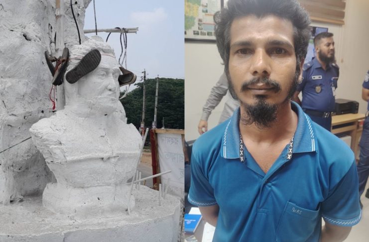 ঝিনাইদহে বীরশ্রেষ্ঠ হামিদুর রহমানের ভাস্কর্যে জুতার মালা